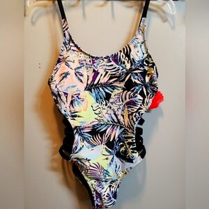 Apollo Swimwear Coral Tropics One Piece Swimsuit with Side Cut-outs